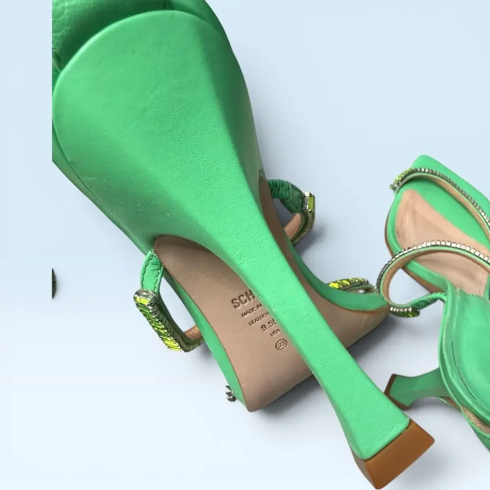 SCHUTZ green leather